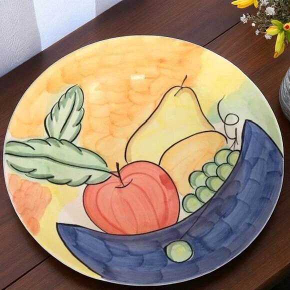 "ALFRESCO" 14" ROUND SERVING PASTA BOWL FRUIT DESIGN 14" - Picture 3 of 6